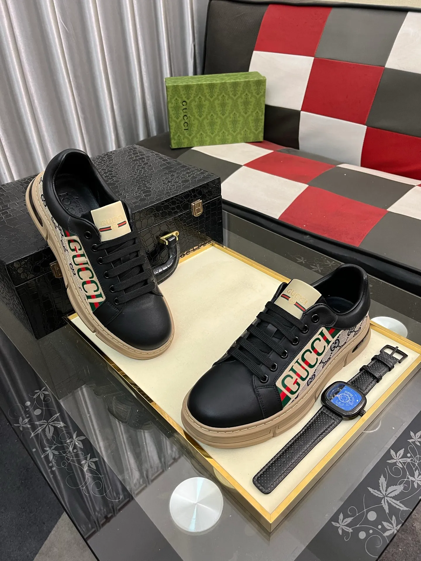 Men's shoes 💰400⌚️⌚️《GUCCI*》The latest hot-selling casual shoes, top brand [seduce] luxury~purchase, top~quality. [Strong] The upper is made of imported breathable cowhide stitching fabric material ➕ Breathable sheepskin feet (•) Fine workmanship. Code number: 38-442️⃣Colors available